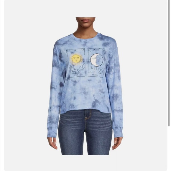 Womens No Boundaries Screen Print Tie Dye Short Top  Size L 11-13Juniors New - Picture 4 of 7